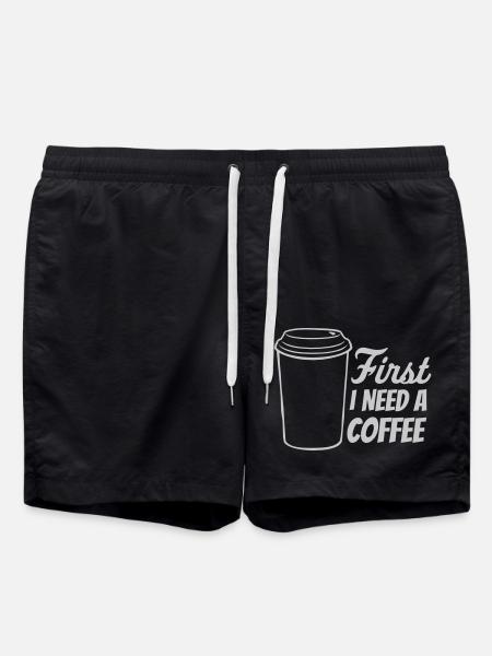 Fist I need Coffee - Swim Trunks - black
