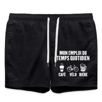 Mon emploi du temps quotidien Café Vélo Bière - Short de bain - noir - Devant - AI Model Male 185 light (185cm)