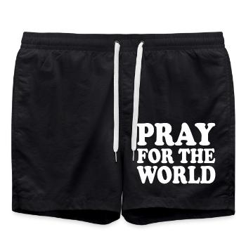 Pray for the world - Short de bain - noir - Devant - AI Model Male 185 light (185cm)