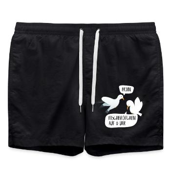 Moin Fischbrötchen auf 6 Uhr Möwe Plattdeutsch - Badeshorts - Schwarz - Vorne - AI Model Male 185 light (185cm)