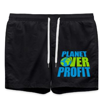 planet over profit Zitat - Badeshorts - Schwarz - Vorne - AI Model Male 185 light (185cm)
