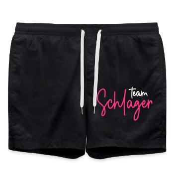 Team Schlager - Schlagermusik - Schlagerparty - Badeshorts - Schwarz - Vorne - AI Model Male 185 light (185cm)