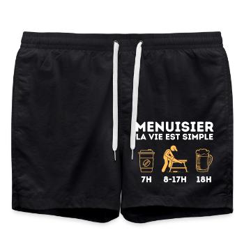 Menuisier la vie est simple 1 - Short de bain - noir - Devant - AI Model Male 185 light (185cm)