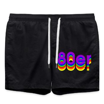 Années 80 - Short de bain - noir - Devant - AI Model Male 185 light (185cm)