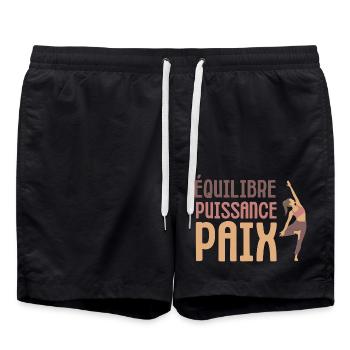Équilibre puissance paix sérénité yoga zen - Short de bain - noir - Devant - AI Model Male 185 light (185cm)