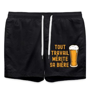 Tout travail mérite sa mère - Short de bain - noir - Devant - AI Model Male 185 light (185cm)
