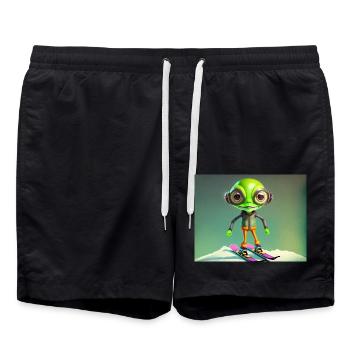mignon petit vert rétro vintage alien skie - Short de bain - noir - Devant - AI Model Male 185 light (185cm)