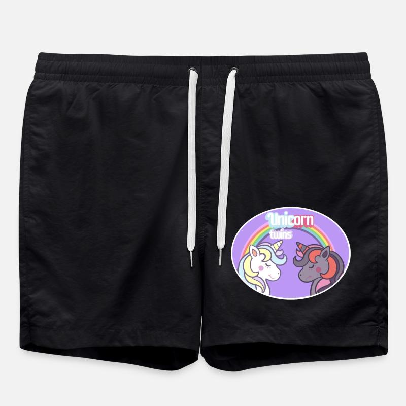 Einhorn-Zwillinge - Badeshorts - Schwarz