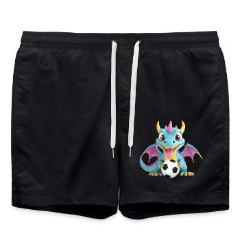 Monstre dragon avec ballon de football - Short de bain - noir - Devant - AI Model Male 185 light (185cm)