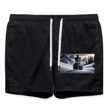 funny hooey a snowman is black - Swim Trunks - black - Front - AI Model Male 185 light (185cm)