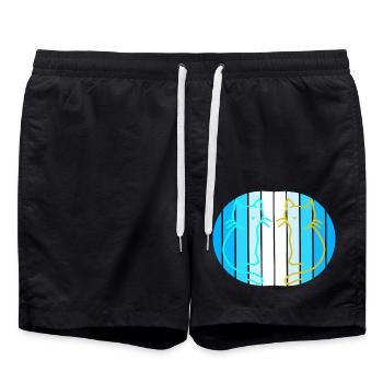80's 90's Retro Vintage Cats Maritime - Swim Trunks - black - Front - AI Model Male 185 light (185cm)