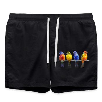 Birds on a wire - Swim Trunks - black - Front - AI Model Male 185 light (185cm)