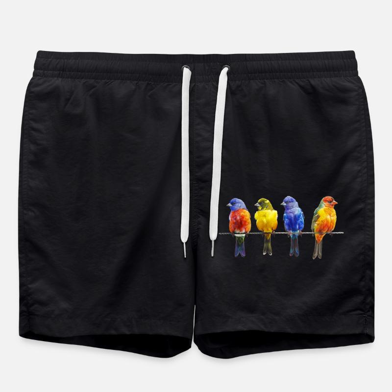 Birds on a wire - Swim Trunks - black