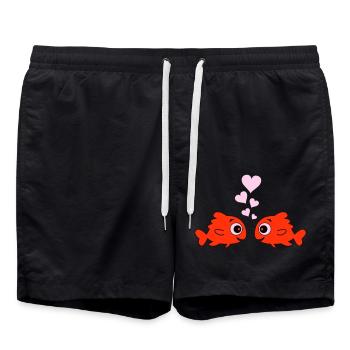 comic fische in love - Badeshorts - Schwarz - Vorne - AI Model Male 185 light (185cm)