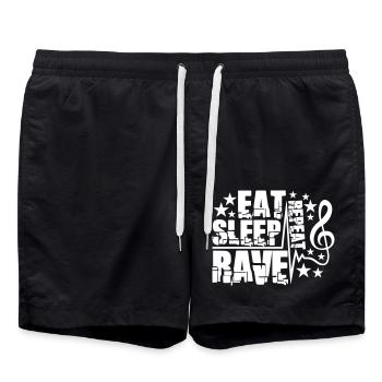 Eat Sleep Rave Repeat Essen Schlafen Raven Spruch - Badeshorts - Schwarz - Vorne - AI Model Male 185 light (185cm)