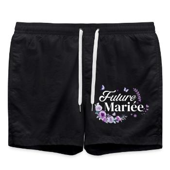 future mariée floral violet - Short de bain - noir - Devant - AI Model Male 185 light (185cm)