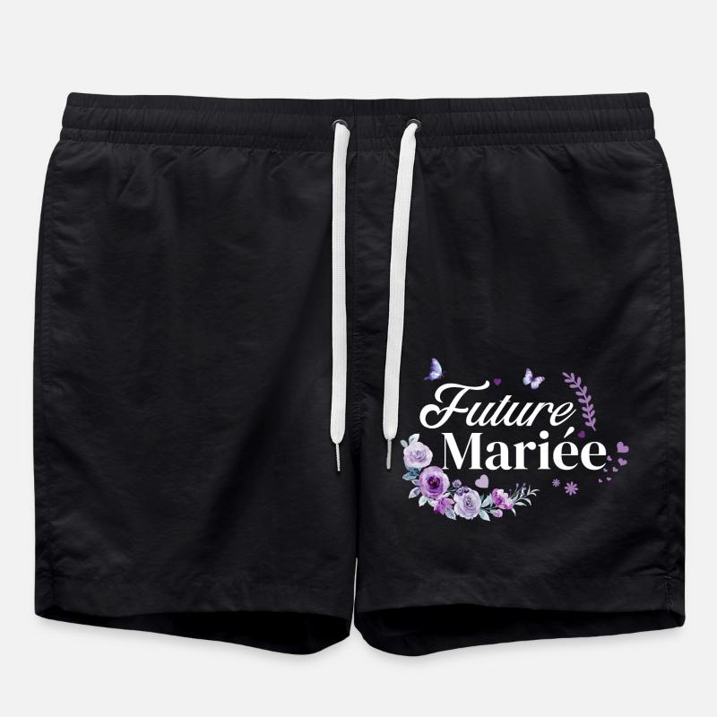 purple floral bride-to-be - Swim Trunks - black