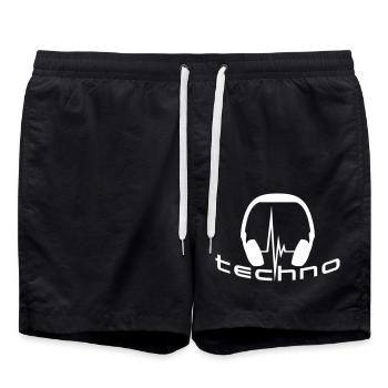 Techno Music Casque Pulsation Fréquence cardiaque - Short de bain - noir - Devant - AI Model Male 185 light (185cm)