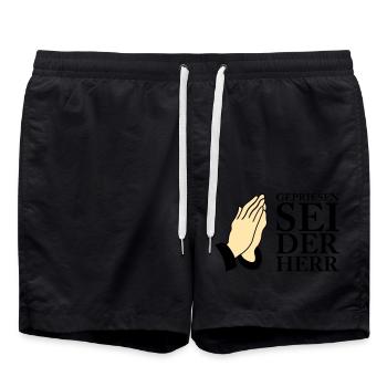 Louange au Seigneur 02 - Short de bain - noir - Devant - AI Model Male 185 light (185cm)