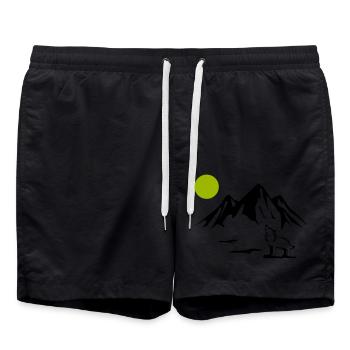 Wolf Full Moon - Swim Trunks - black - Front - AI Model Male 185 light (185cm)