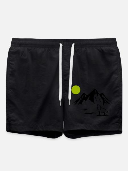 Wolf Full Moon - Swim Trunks - black