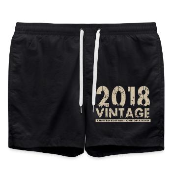 Vintage 2018 Bursdag - One of Kind - Swim Trunks - black - Front - AI Model Male 185 light (185cm)