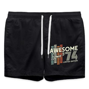 1974 Né Vintage Rétro Cadeau d’anniversaire - Short de bain - noir - Devant - AI Model Male 185 light (185cm)