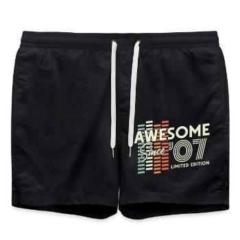 2007 Born Vintage Retro Cadeau d’anniversaire - Short de bain - noir - Devant - AI Model Male 185 light (185cm)