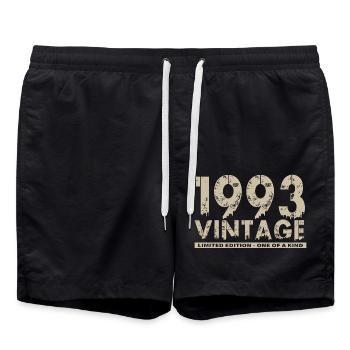 Vintage 1993 Bursdag - One of Kind - Short de bain - noir - Devant - AI Model Male 185 light (185cm)