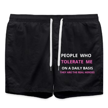 DES PERSONNES QUI ME TOLÈRENT AU QUOTIDIEN - Short de bain - noir - Devant - AI Model Male 185 light (185cm)
