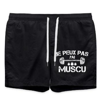 I can't I have muscled - Swim Trunks - black - Front - AI Model Male 185 light (185cm)