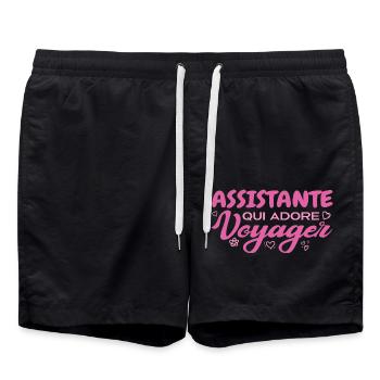 Globetrotting assistant with a passion for travel - Swim Trunks - black - Front - AI Model Male 185 light (185cm)