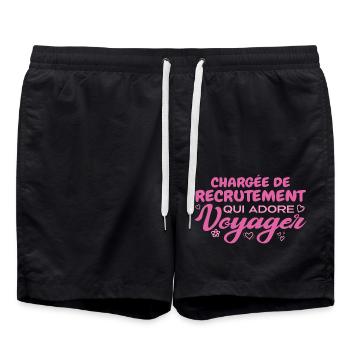 Passionate globetrotting recruitment officer - Swim Trunks - black - Front - AI Model Male 185 light (185cm)