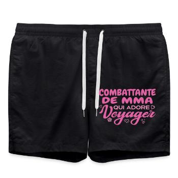 Leidenschaftlicher Weltenbummler und MMA-Kämpfer - Badeshorts - Schwarz - Vorne - AI Model Male 185 light (185cm)