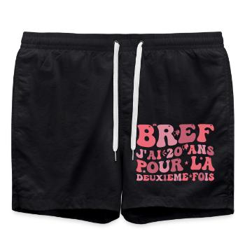 40 Jahre alte Frau Humor Ich bin zum 2. Mal 20 Jahre alt - Badeshorts - Schwarz - Vorne - AI Model Male 185 light (185cm)