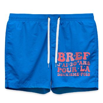 40 years old woman humor I'm 20 years old for the 2nd time - Swim Trunks - cobalt blue - Front