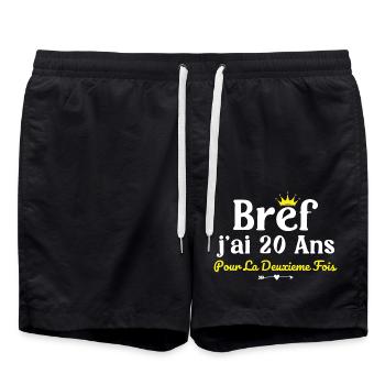 40 Jahre alte Frau Humor Ich bin zum 2. Mal 20 Jahre alt - Badeshorts - Schwarz - Vorne - AI Model Male 185 light (185cm)