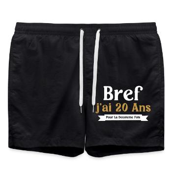 40 Jahre alte Frau Humor Ich bin zum 2. Mal 20 Jahre alt - Badeshorts - Schwarz - Vorne - AI Model Male 185 light (185cm)