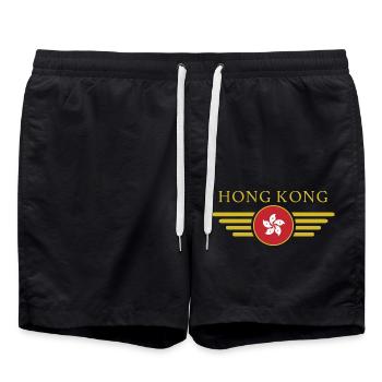 J’aime Hong Kong, Style Design T-Shirt - Short de bain - noir - Devant - AI Model Male 185 light (185cm)
