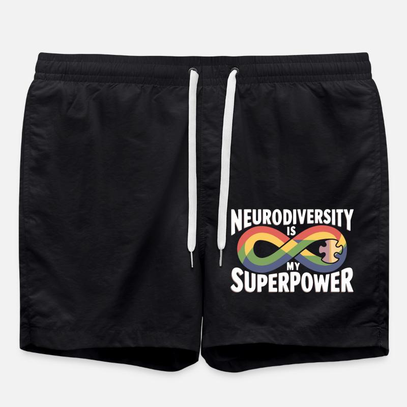Neurodiversity is My Superpower - Swim Trunks - black
