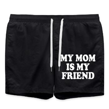 my mom is my friend - Short de bain - noir - Devant - AI Model Male 185 light (185cm)