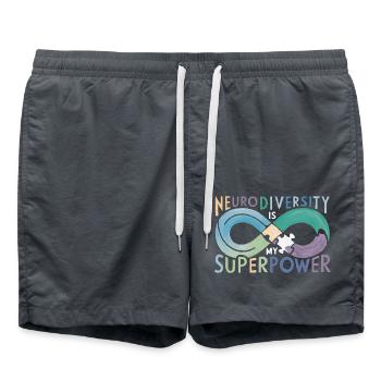 Neurodiversity is My Superpower - Swim Trunks - anthracite - Front - AI Model Male 185 light (185cm)