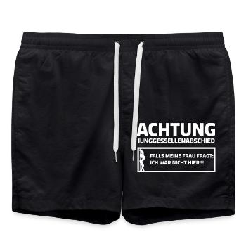 Bachelor Party Wedding Men's Night Out - Swim Trunks - black - Front - AI Model Male 185 light (185cm)