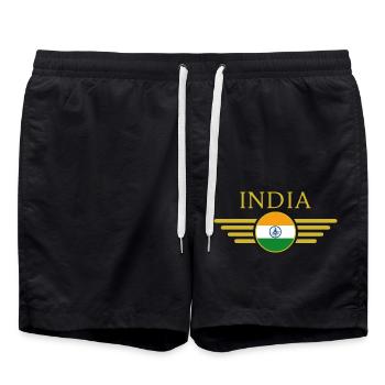 I Love India, Style Design T-Shirt - Swim Trunks - black - Front - AI Model Male 185 light (185cm)