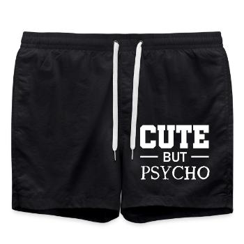 Cute But Psycho - Sweet But Crazy - Crazy - Swim Trunks - black - Front - AI Model Male 185 light (185cm)