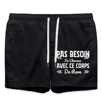 No need for hair - Swim Trunks - black - Front - AI Model Male 185 light (185cm)