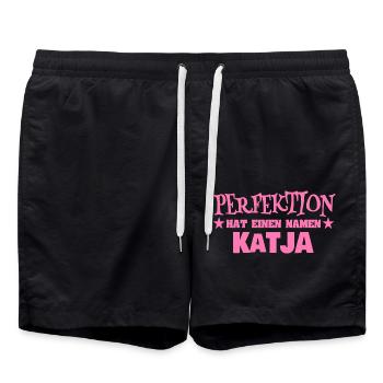 Woman's name Katja - Swim Trunks - black - Front - AI Model Male 185 light (185cm)