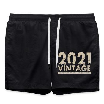 Vintage 2021 Bursdag - One of Kind - Swim Trunks - black - Front - AI Model Male 185 light (185cm)
