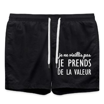 Je ne vieillis pas, je prends de la valeur - Short de bain - noir - Devant - AI Model Male 185 light (185cm)