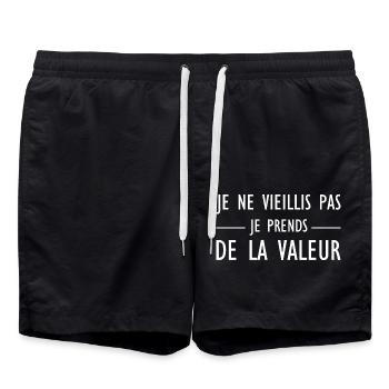 Je ne vieillis pas, je prends de la valeur - Short de bain - noir - Devant - AI Model Male 185 light (185cm)